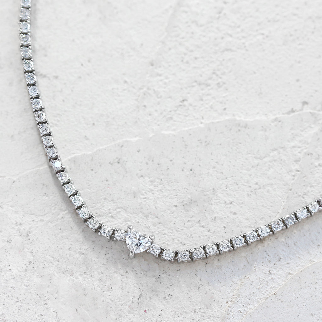 ハートダイヤモンドテニスネックレス PT – JaMais Jewelry