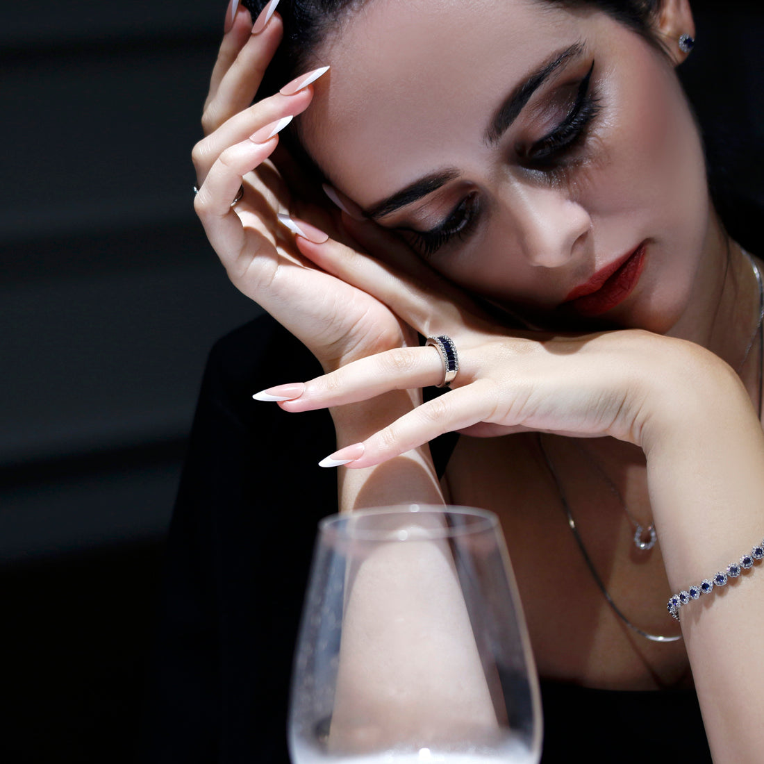 バゲットカットサファイア リング　PT