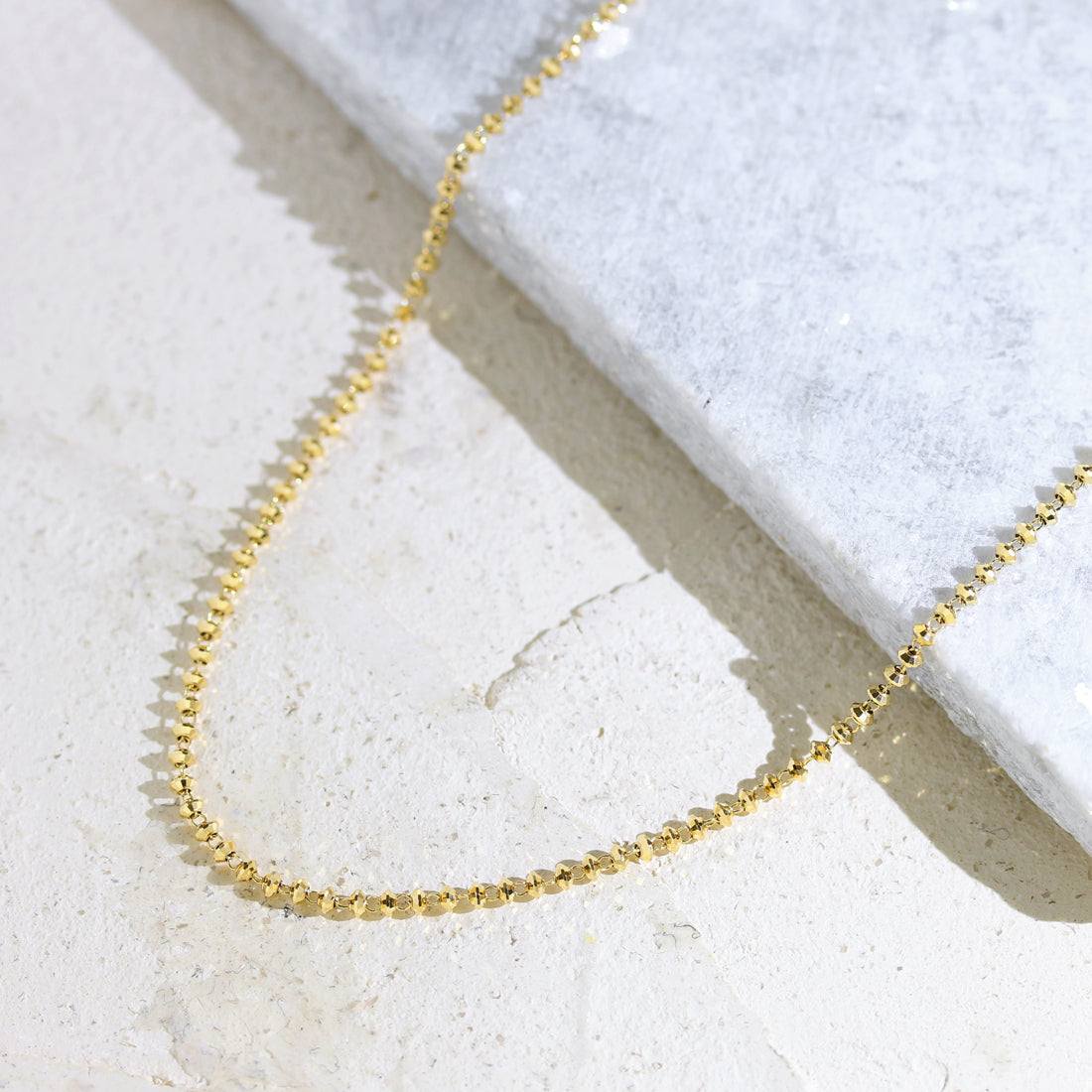 14K金 チェーンネックレス シャイニーカット チェーンネックレス K18YG – JaMais Jewelry