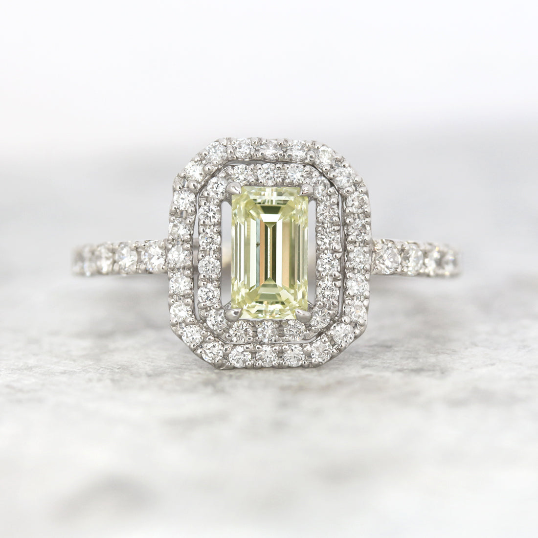 Double -ドゥブル - スクエア イエローダイヤモンドリング　PT