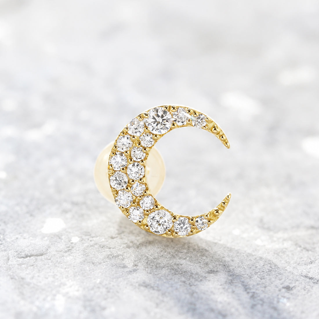 ムーン ダイヤモンド パヴェピアス(片耳用) YG – JaMais Jewelry