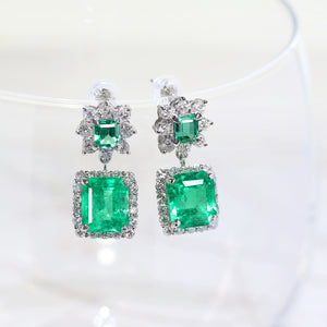 Ptエメラルドスクエアピアス フラワーモチーフ スクエアエメラルドピアス PT – JaMais Jewelry