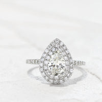 PT900ダイアDO.331エレガントなダブルバンドダイアリング。 Double -ドゥブル - ぺアシェイプ ダイヤモンドリング PT – JaMais Jewelry