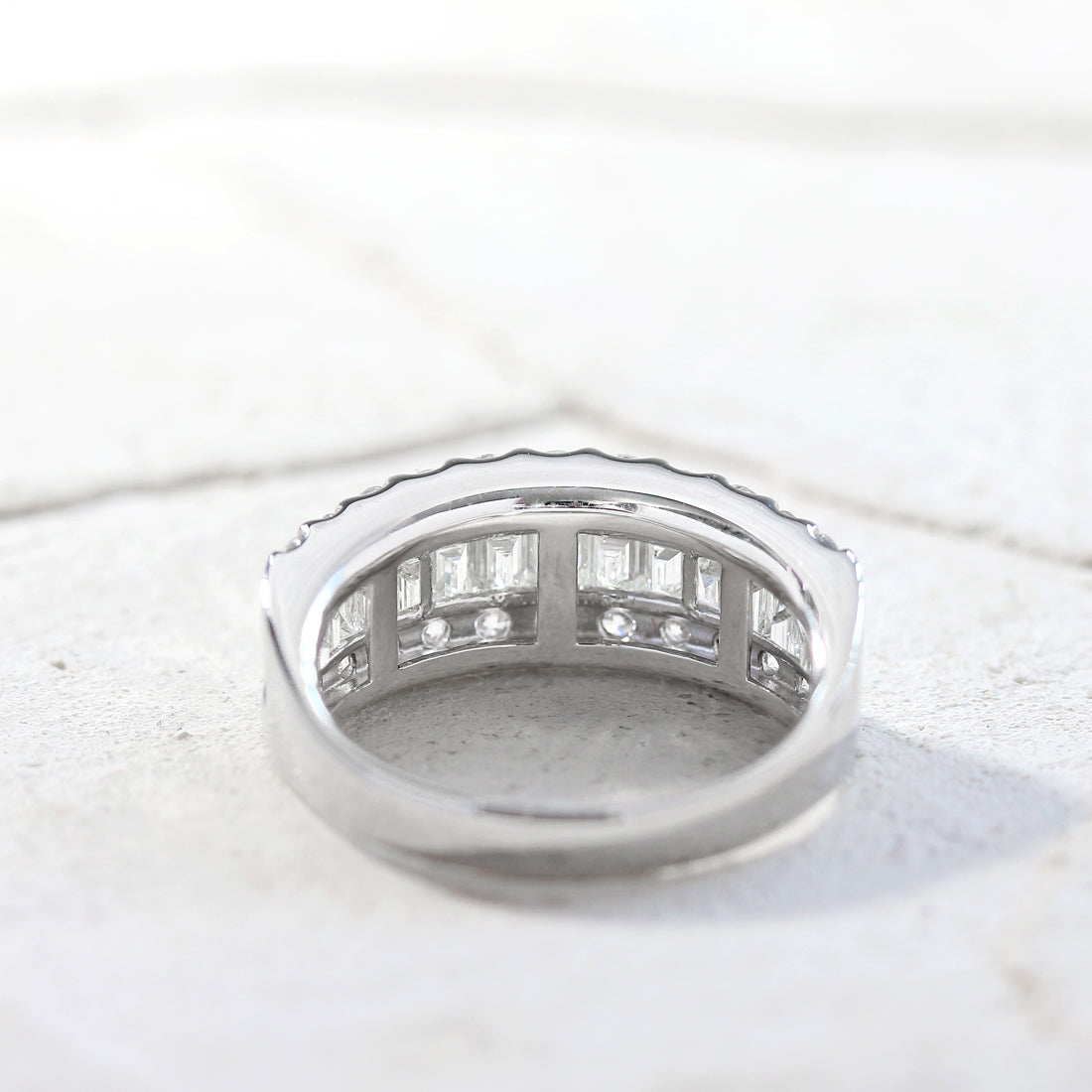 バゲット＆ラウンド　ハーフエタニティダイヤモンドリング MM　PT