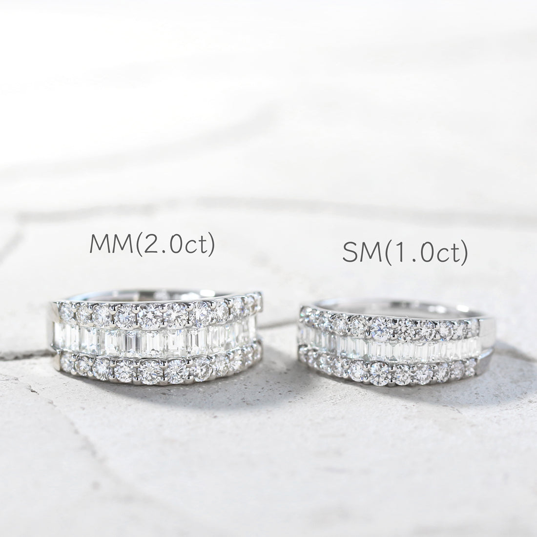 バゲット＆ラウンド　ハーフエタニティダイヤモンドリング SM　PT