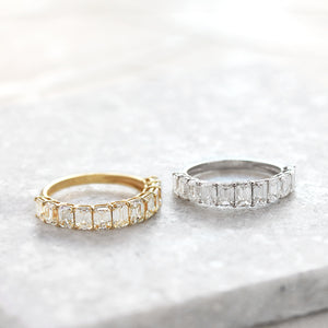 エメラルドカットダイヤモンド ハーフエタニティリング – JaMais Jewelry