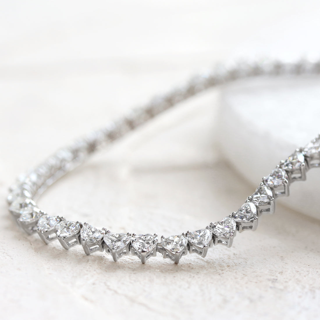 ハートシェイプ　フルダイヤモンドテニスネックレス 　PT